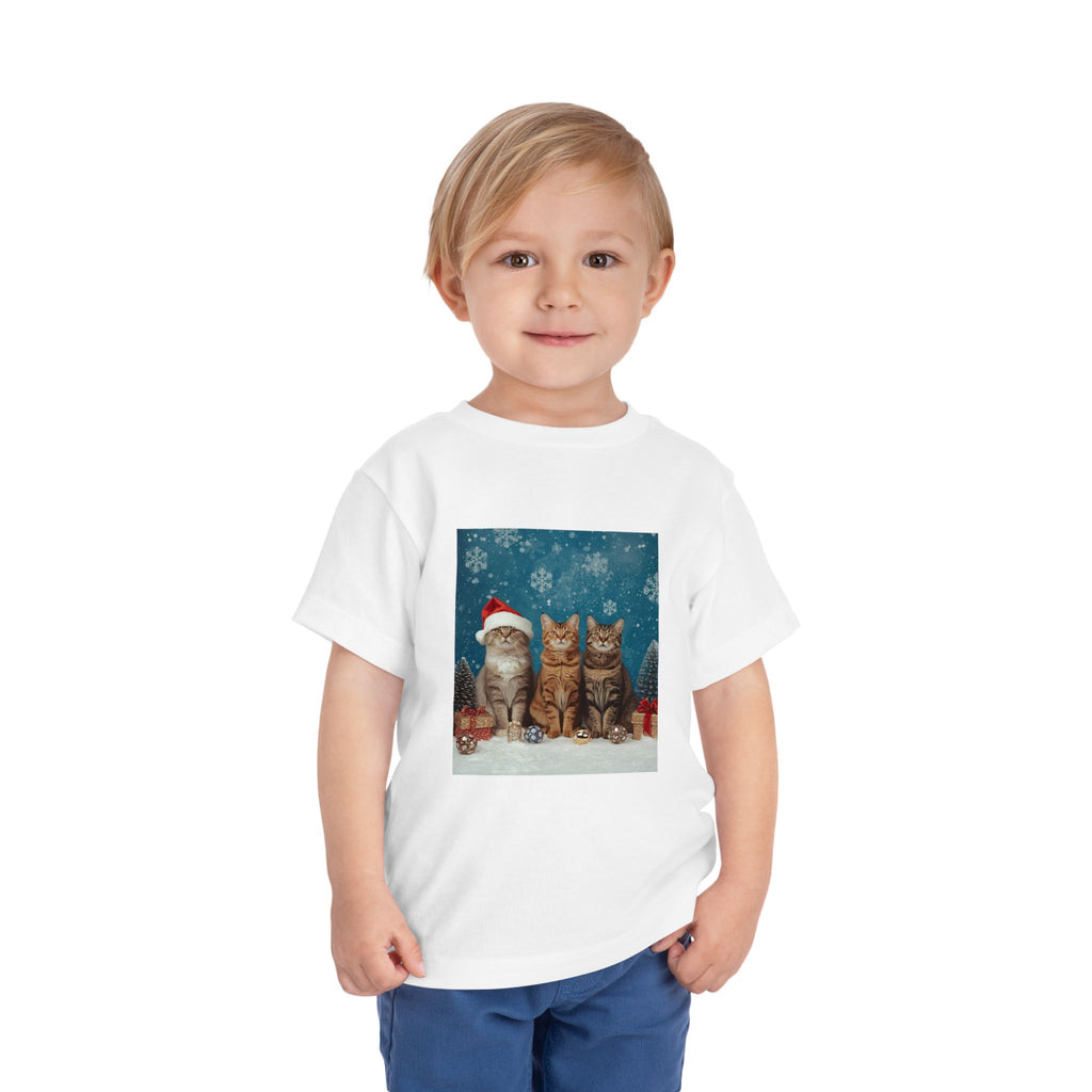Cute Cat Festive Christmas Toddler Short Sleeve Tee
