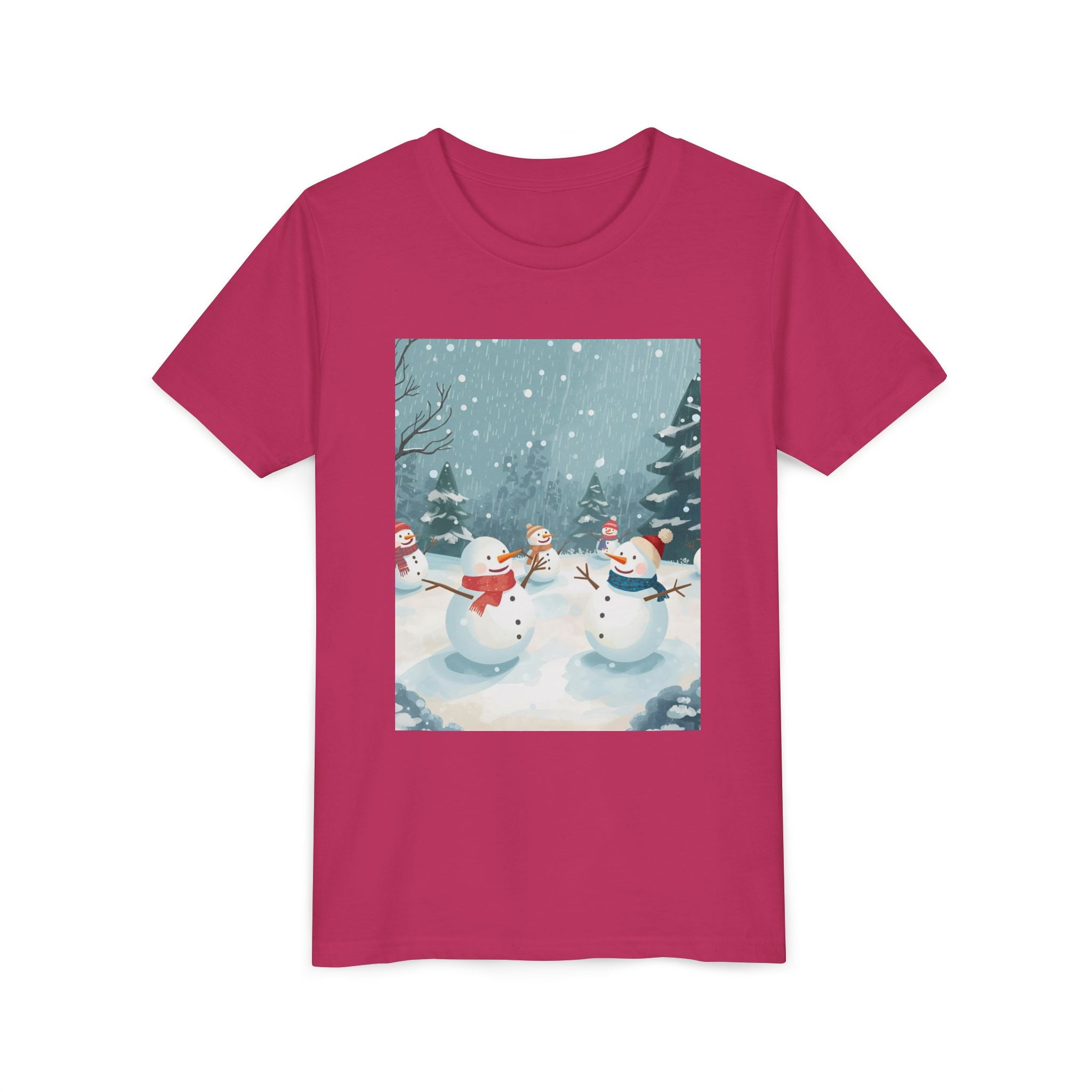 Festive Christmas Snowman Youth Short Sleeve Tee