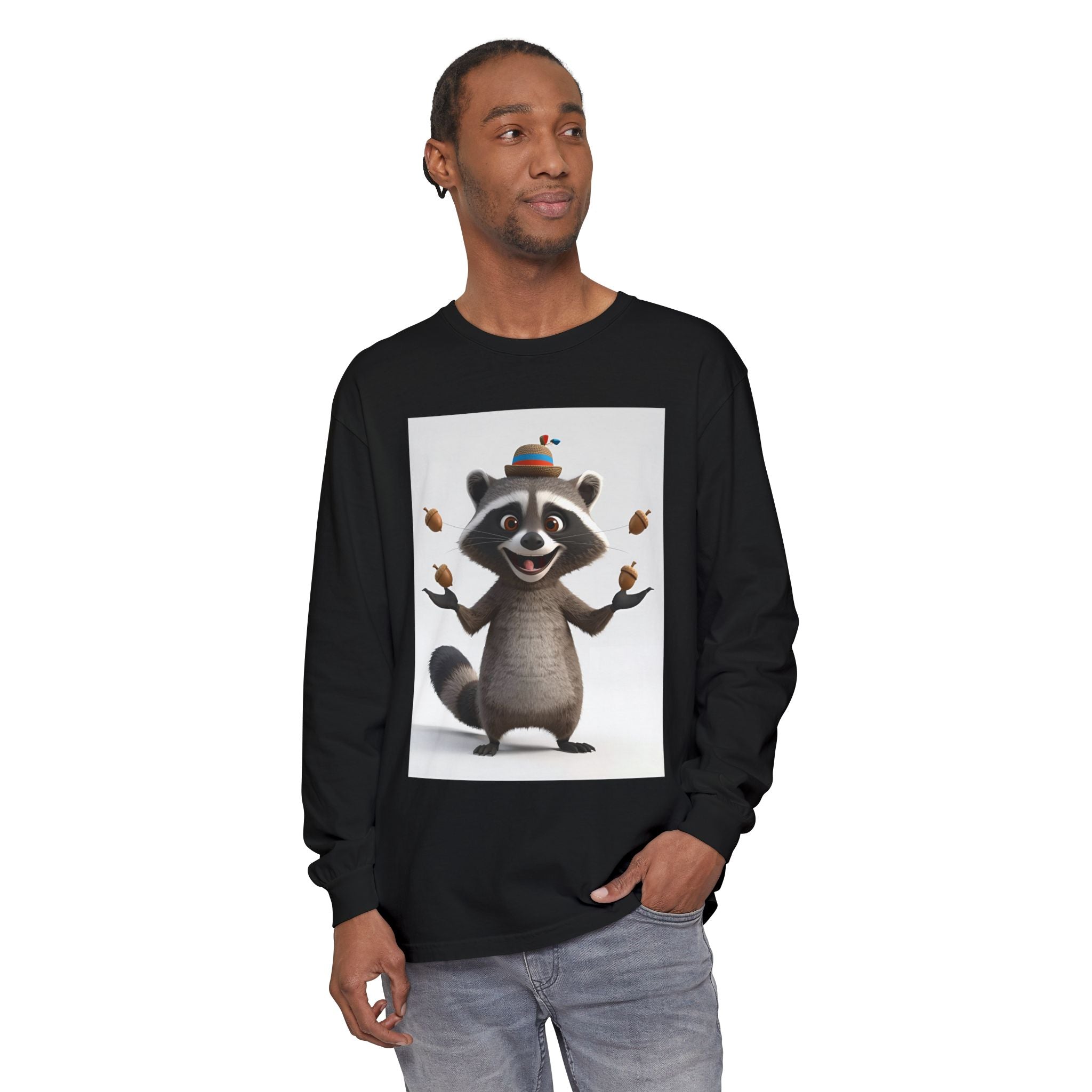 Raccoon Unisex Garment-dyed Long Sleeve T-Shirt