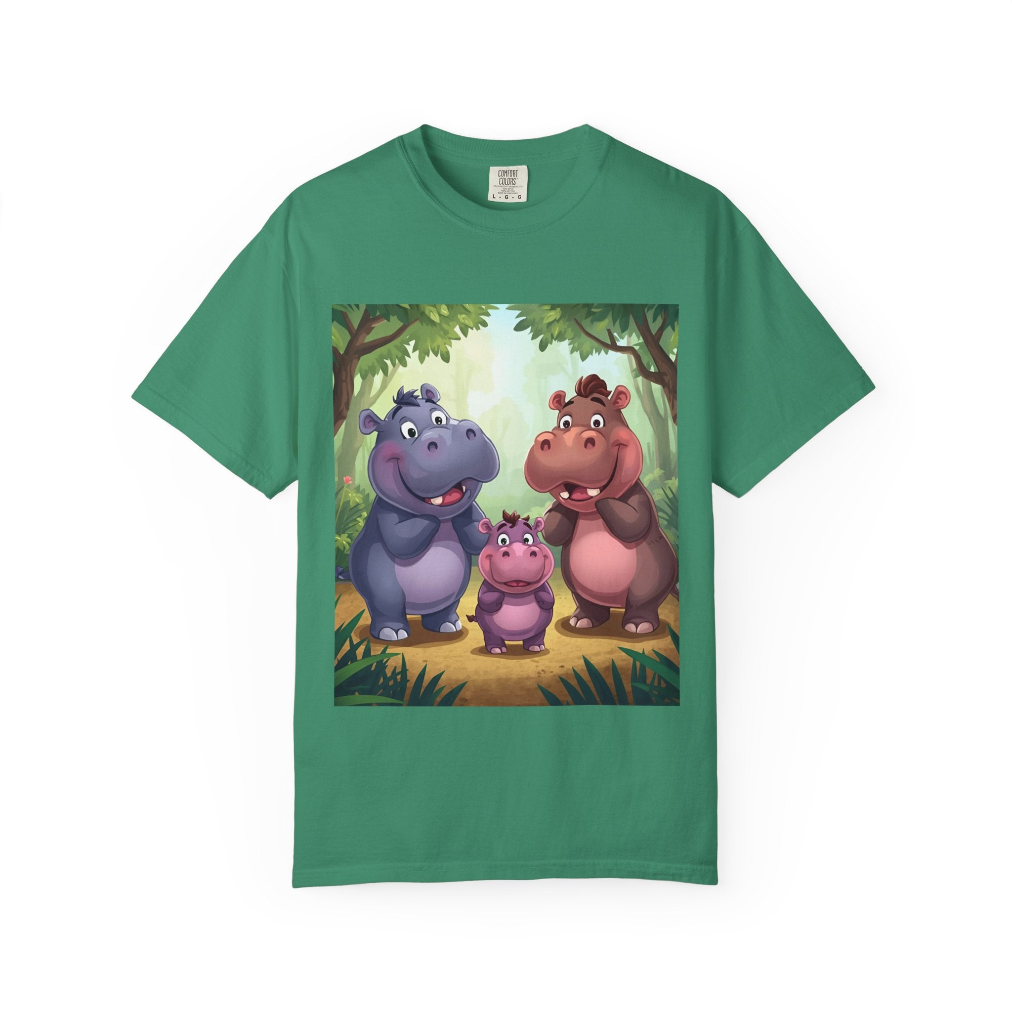 Cute Hippo Family T-Shirt, Unisex Garment-Dyed Tee, Animal Lovers Gift, Kids & Adults, Birthday, Family Reunion, Casual Wear