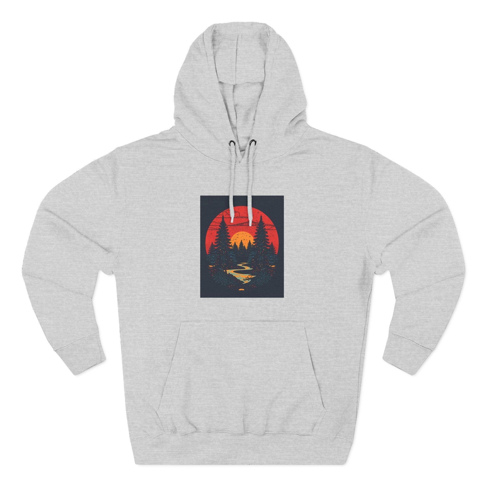 Cozy Nature Sunset Hoodie, Graphic Fleece Sweatshirt, Outdoor Apparel, Fall Fashion, Gift for Nature Lovers, Winter Wear