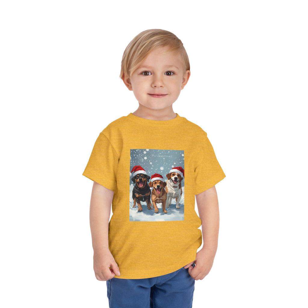 Cute Christmas Dogs Toddler Short Sleeve Tee