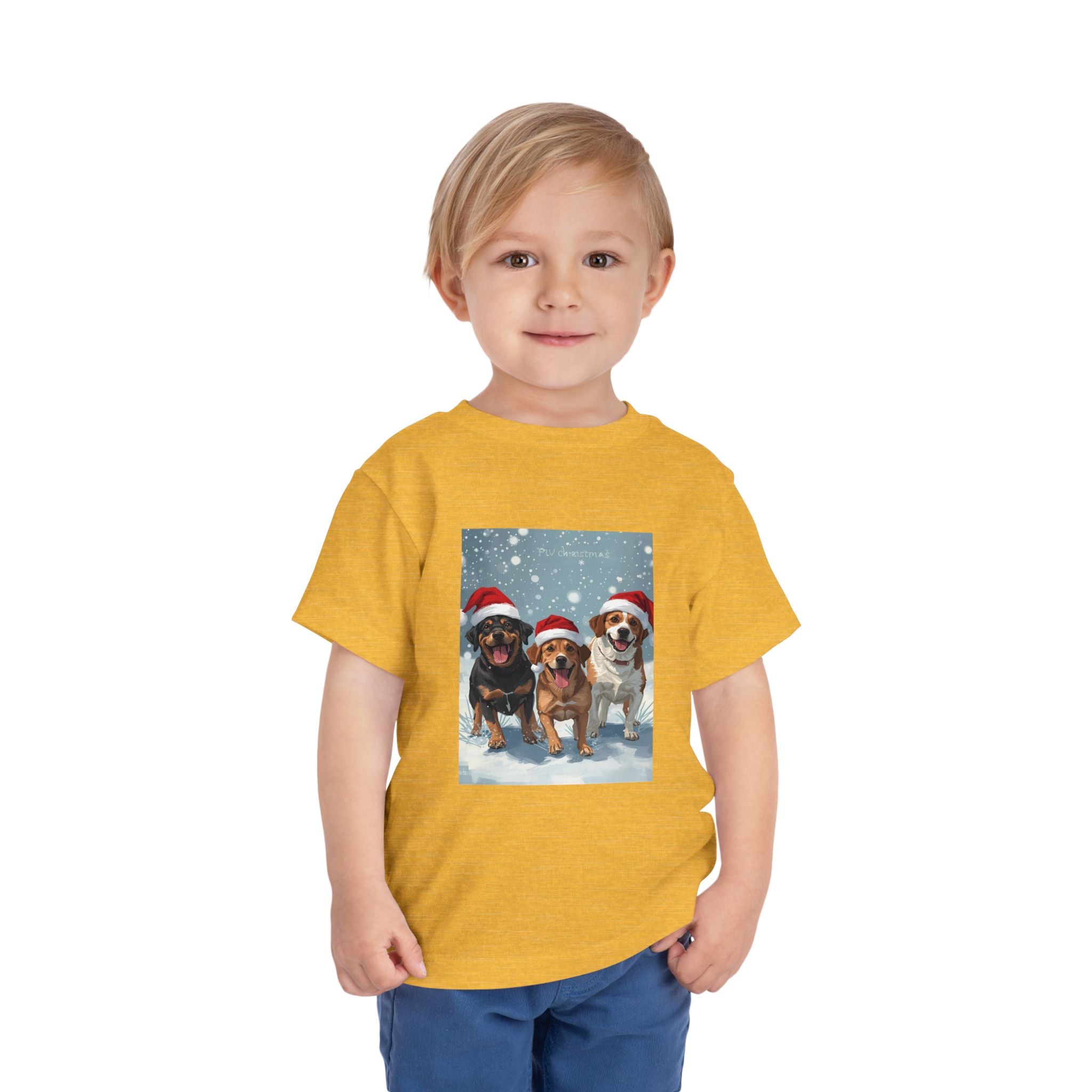Cute Christmas Dogs Toddler Short Sleeve Tee
