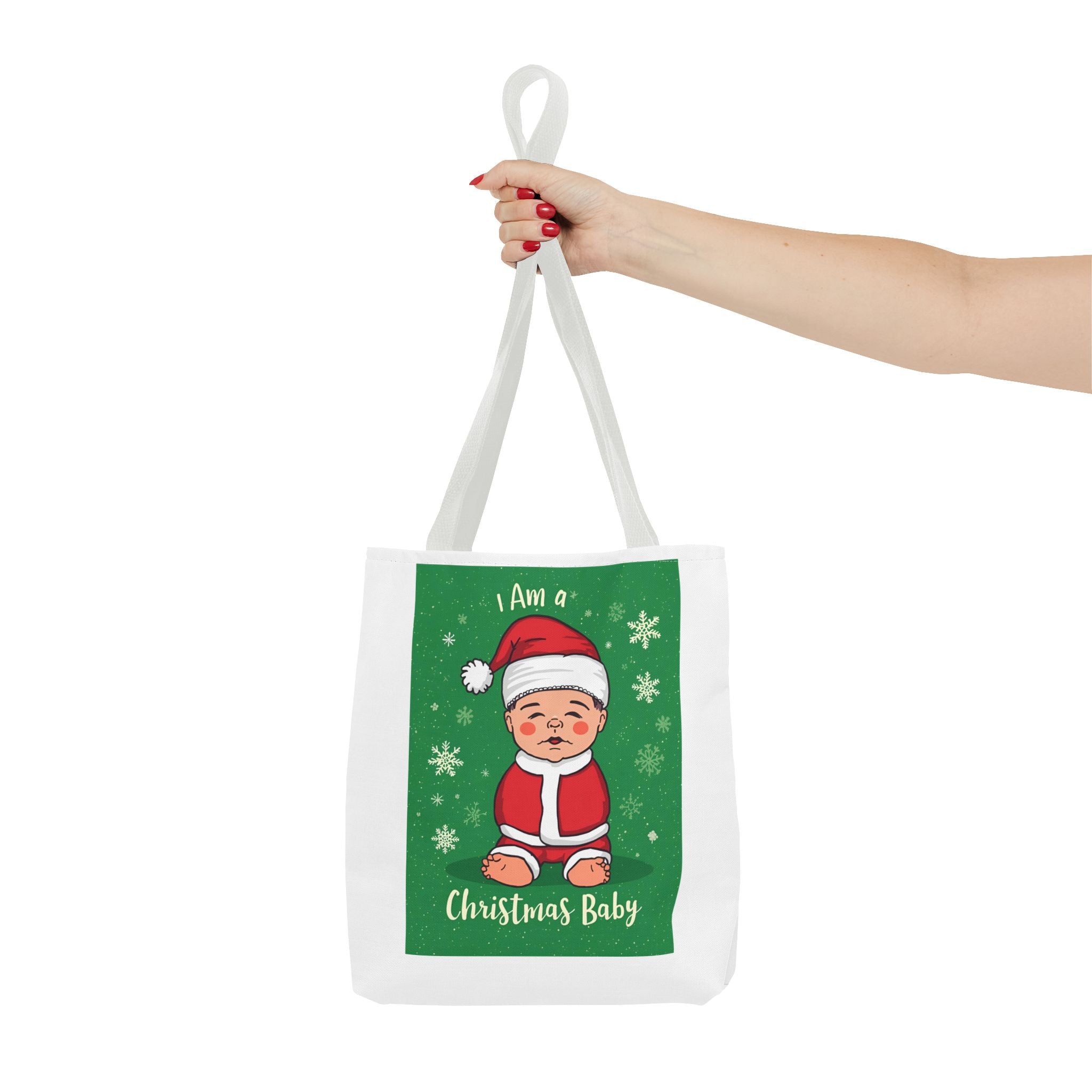Christmas Baby Tote Bag, Holiday Gift Bag, Santa Baby Shopper, Festive Reusable Tote, Cute Christmas Tote for Kids