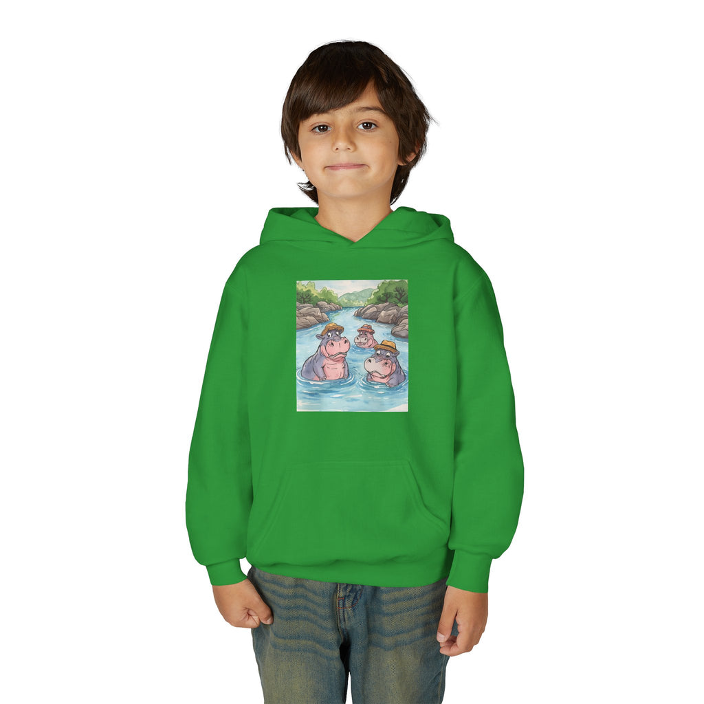 Hippo Cute Youth Heavy Blend Hooded Sweatshirt