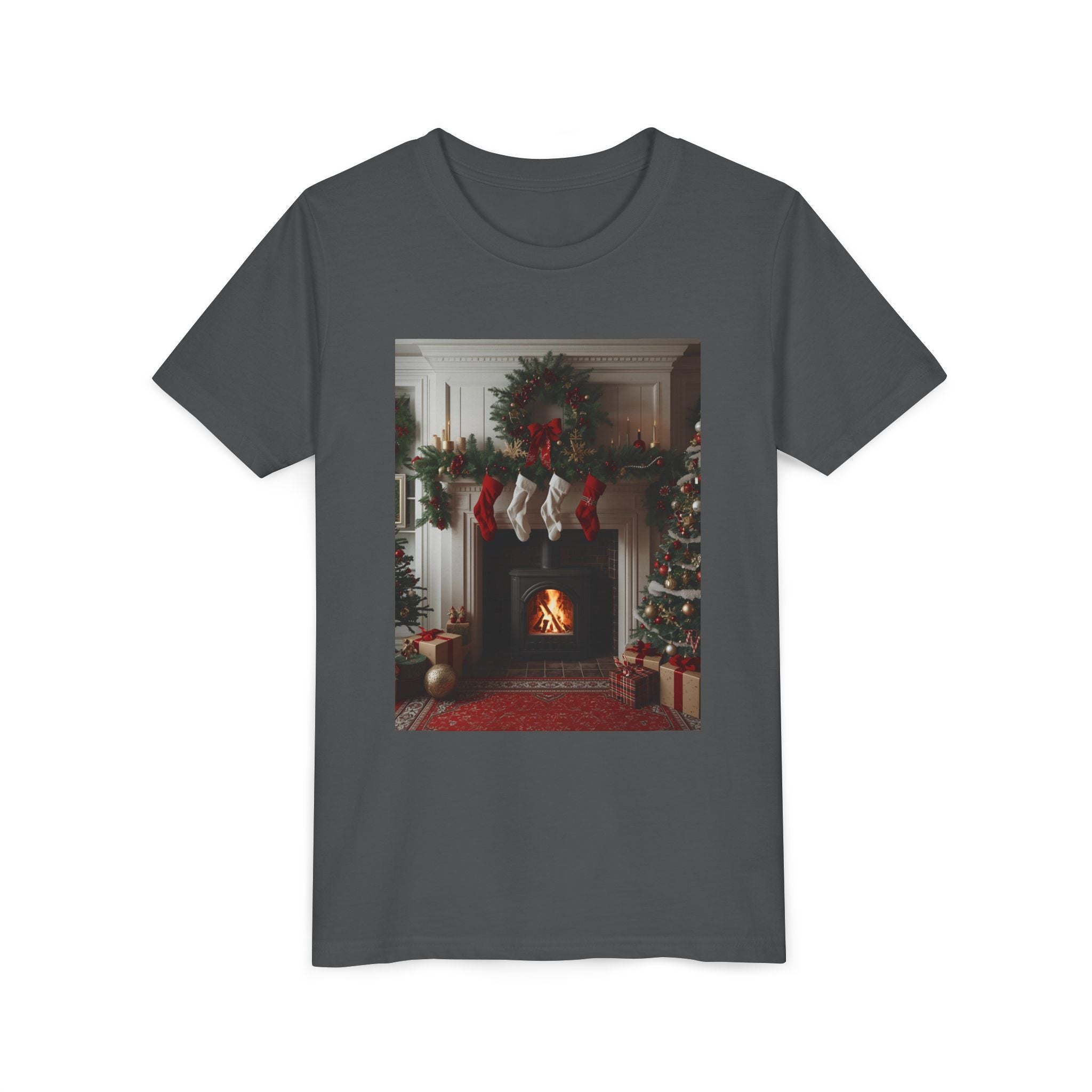 Cozy Christmas Youth Tee, Holiday Gift for Kids, Festive Short Sleeve Shirt, Winter Wear, Family Photos, Christmas Apparel