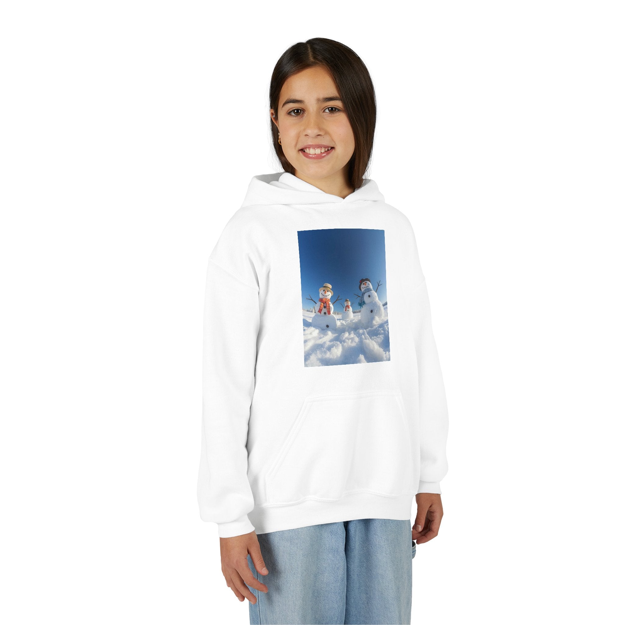Festive Christmas Snowman Winter Magic Youth Hoodie with Snowman Design, Cozy Kids Sweatshirt, Holiday Gift, Winter Apparel, Cute Kids Clothing, Snow Lovers Hoodie