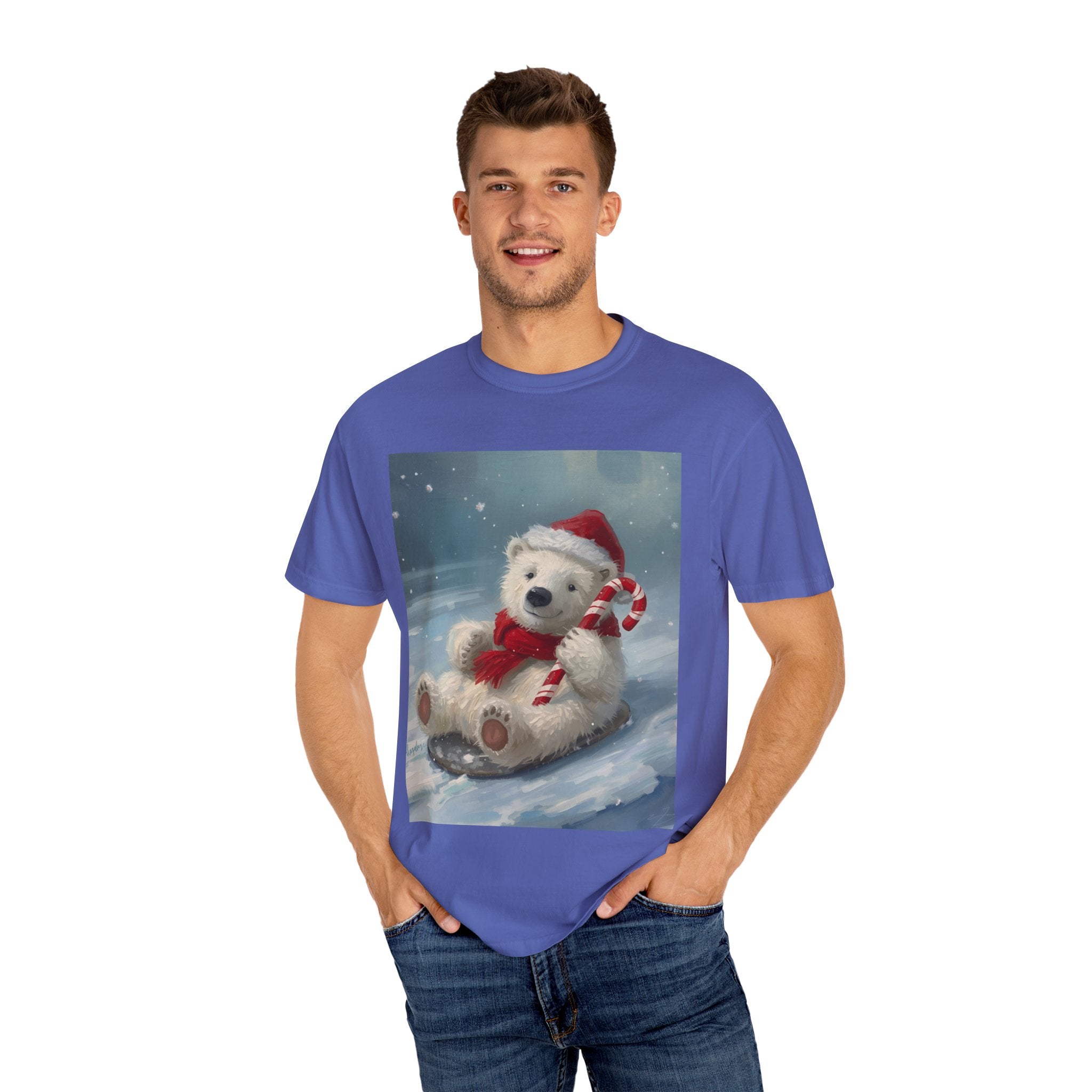 Cozy Christmas Bear T-Shirt, Winter Apparel, Holiday Gift, Family Matching Tee, Cute Polar Bear Design, Festive Outfit