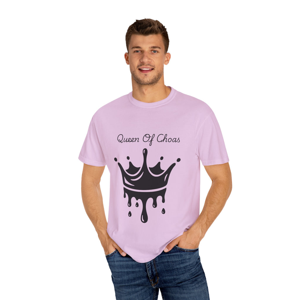 Queen of Chaos T-Shirt, Unisex Garment-Dyed Tee, Fun Casual Wear, Unique Gift Idea, Perfect for Celebrations