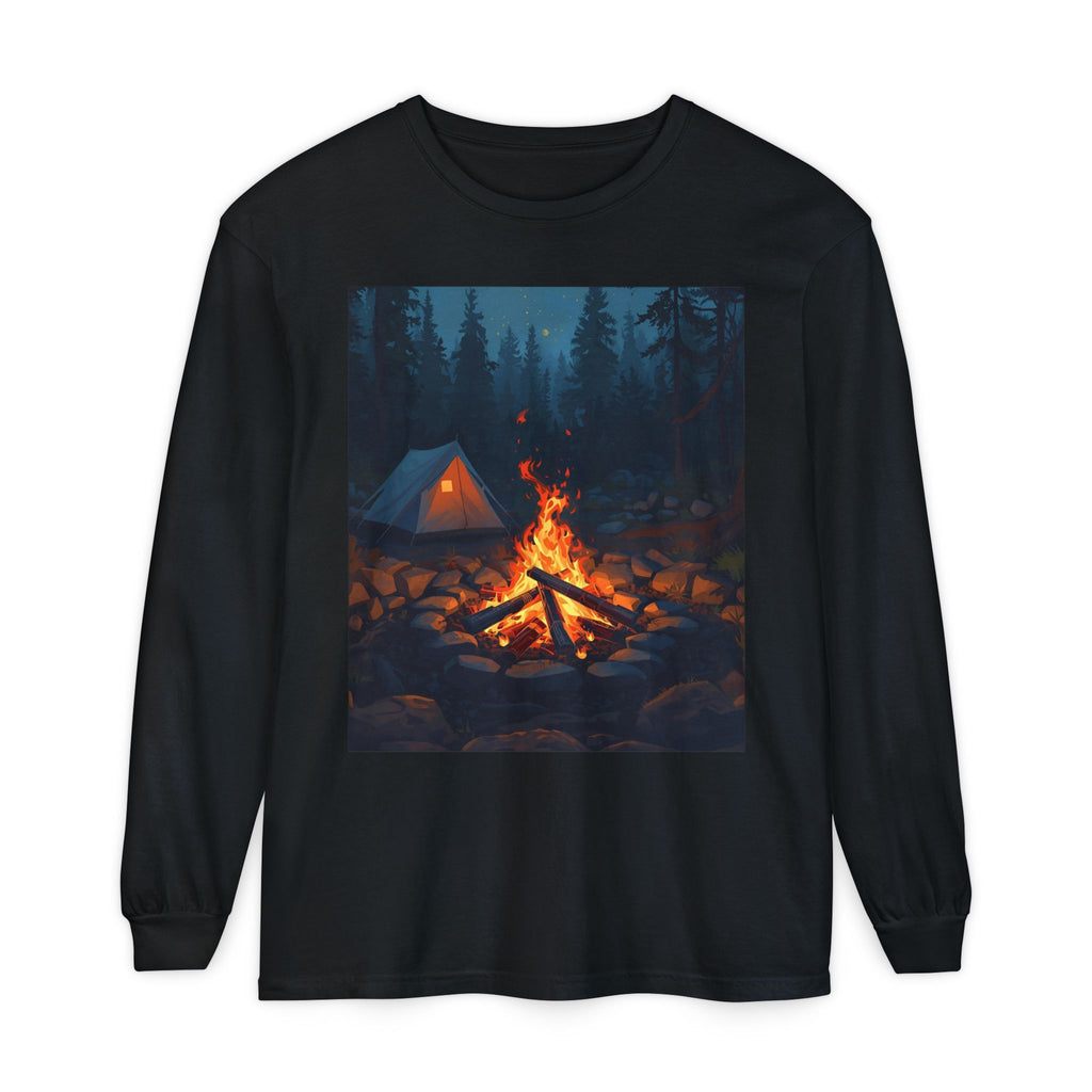 Camping Vibes Long Sleeve T-Shirt | Outdoor Adventure Shirt, Cozy Gift for Campers, Bonfire, Nature Lovers, Unisex Tee