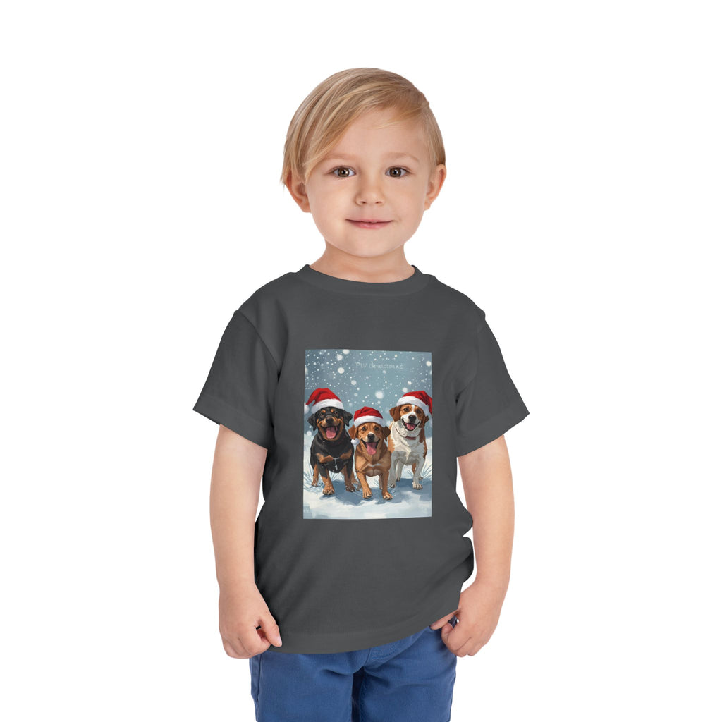 Cute Christmas Dogs Toddler Short Sleeve Tee
