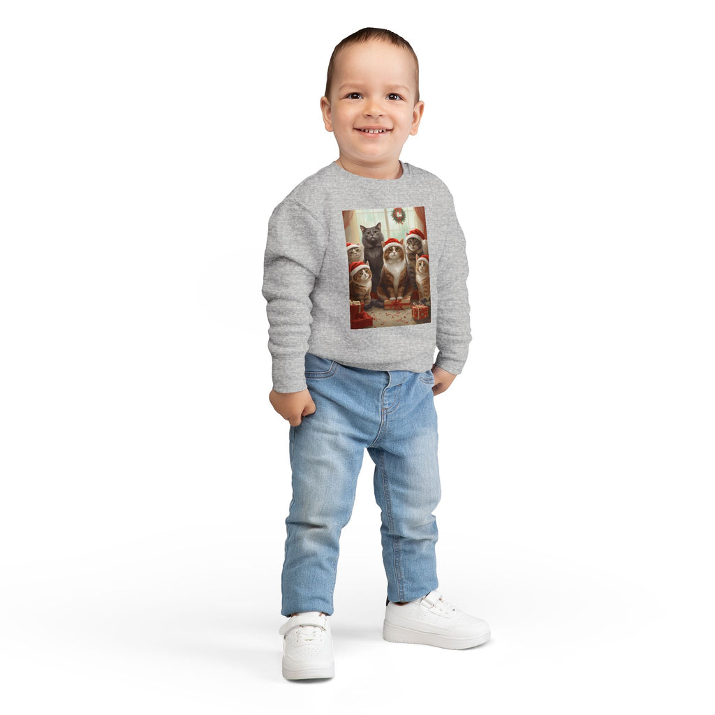 Cute Festive Christmas Cat Toddler Sweatshirt