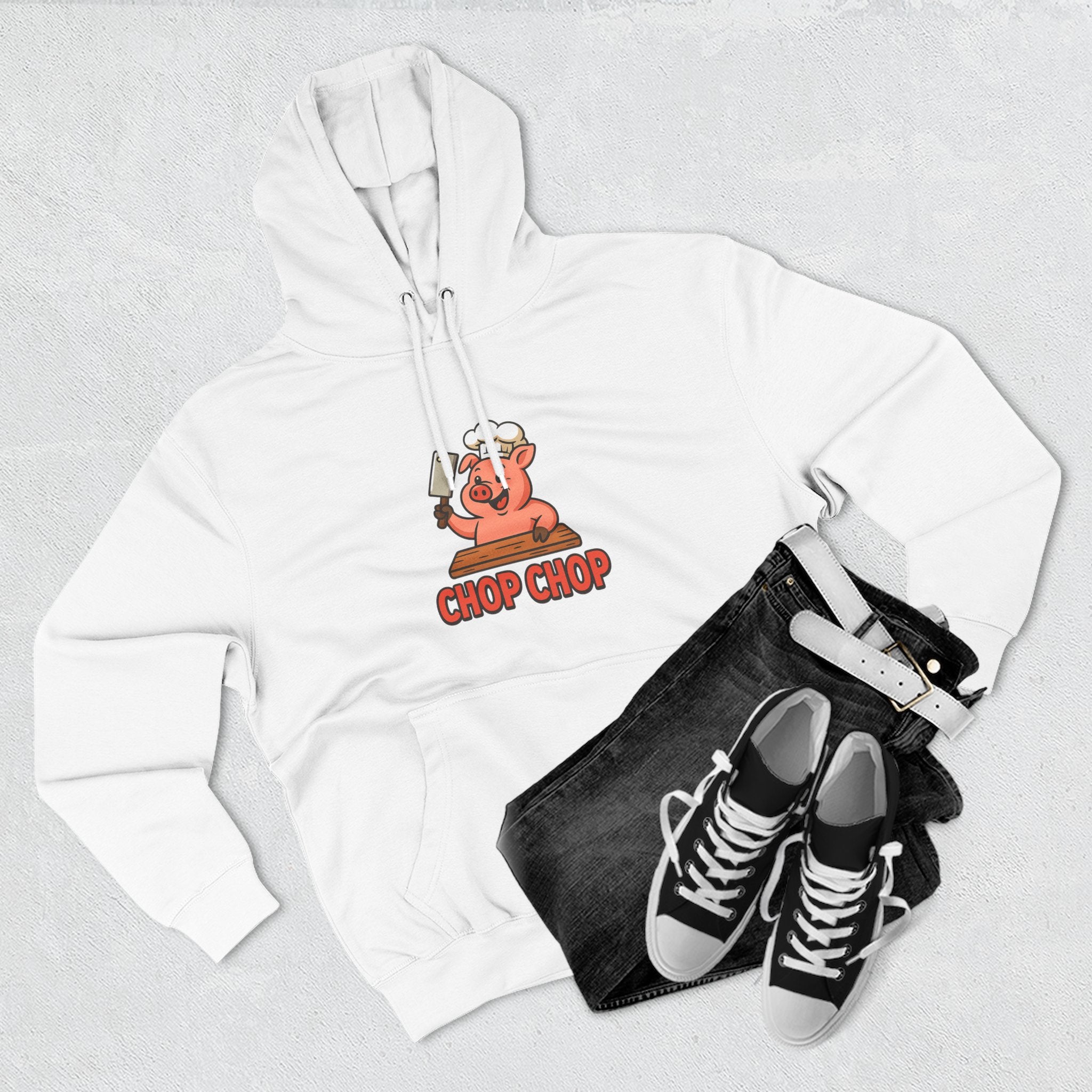 Cute Chef Pig Fleece Hoodie, Comfortable Fall Wear, Gift for Foodies, Kitchen Lovers, Funny Cooking Sweatshirt