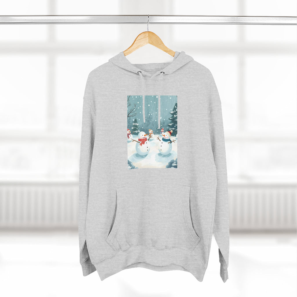 Cozy Snowman Hoodie, Winter Apparel, Holiday Gift, Christmas, Fleece Hoodie, Seasonal Style, Cold Weather Wear