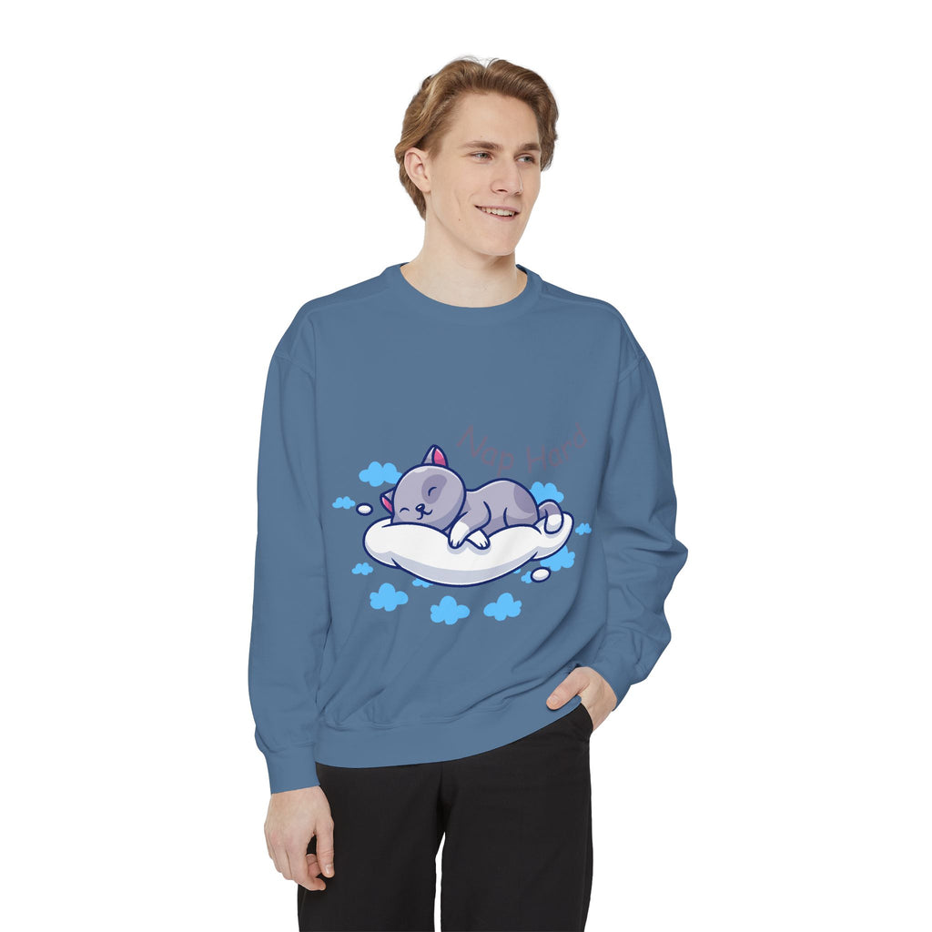 Cozy Cat Nap Hard Unisex Garment-Dyed Sweatshirt