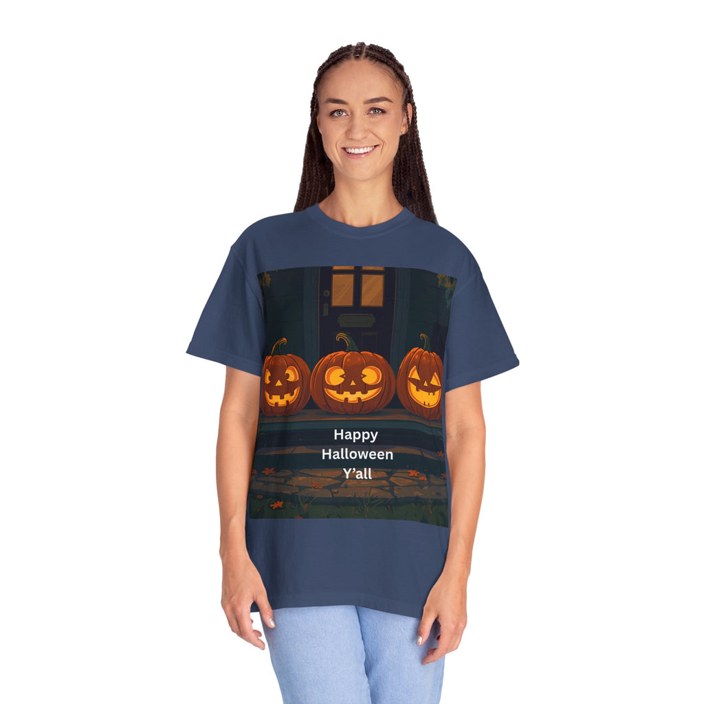 Happy Halloween Pumpkin Unisex T-shirt, Spooky Season Tee, Fall Festival Shirt, Pumpkin Graphic Top, Halloween Gift for Him/Her