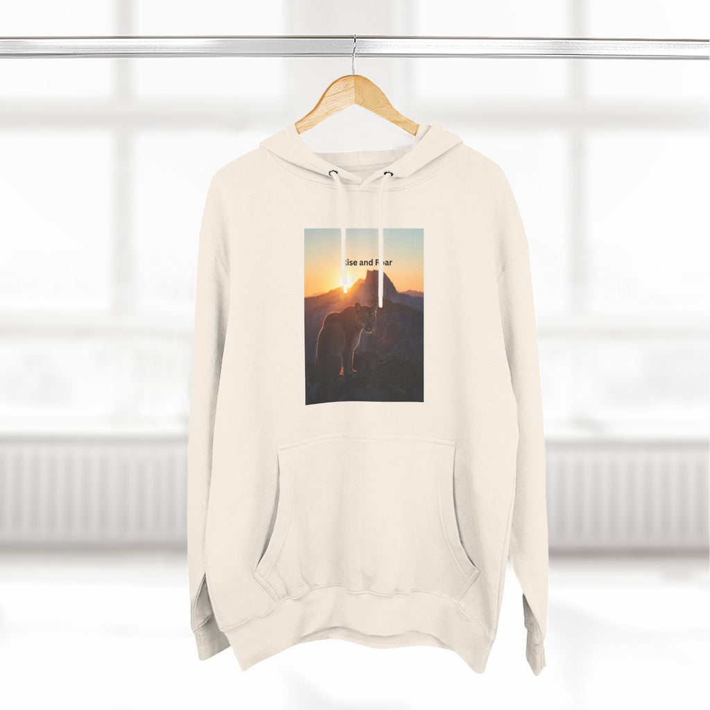 Rise And Roar Sunset Adventure Fleece Hoodie, Cozy Outdoor Hoodie, Travel Apparel, Nature Lover Gift, Comfortable Sweatshirt, Perfect for Bonfires