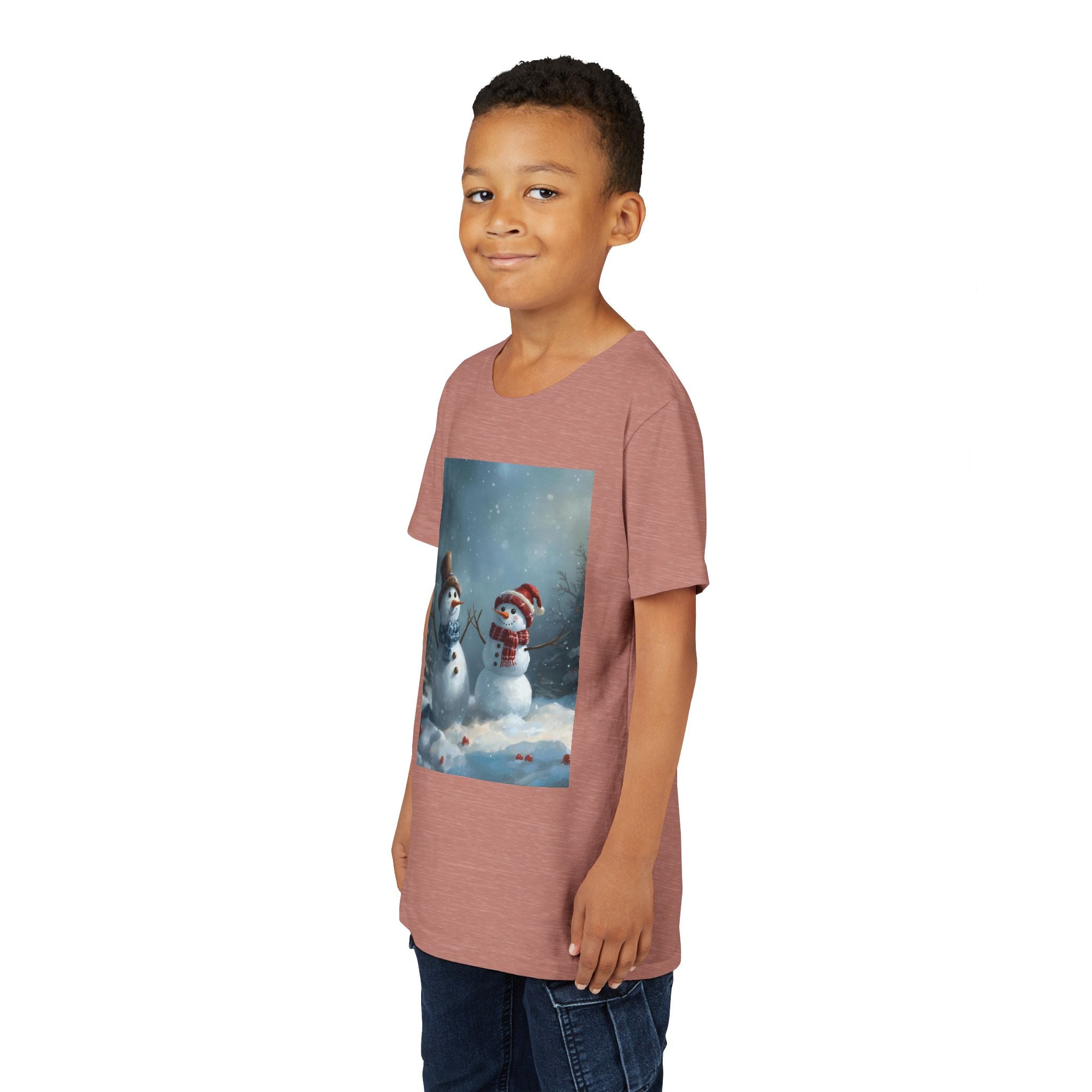 Youth Christmas Snowman Tee, Winter T-Shirt, Christmas Gift, Holiday Apparel, Kids Winter Wear, Cute Snowman Design