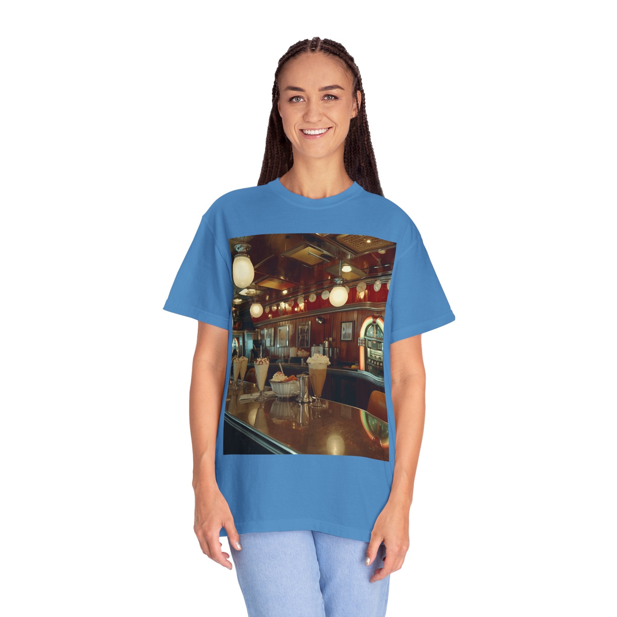 Cozy Cafe Vibe T-Shirt | Unisex Garment-Dyed Tee for Casual Outings, Vintage Style, Ice Cream Lovers, Retro Aesthetic, Everyday Wear