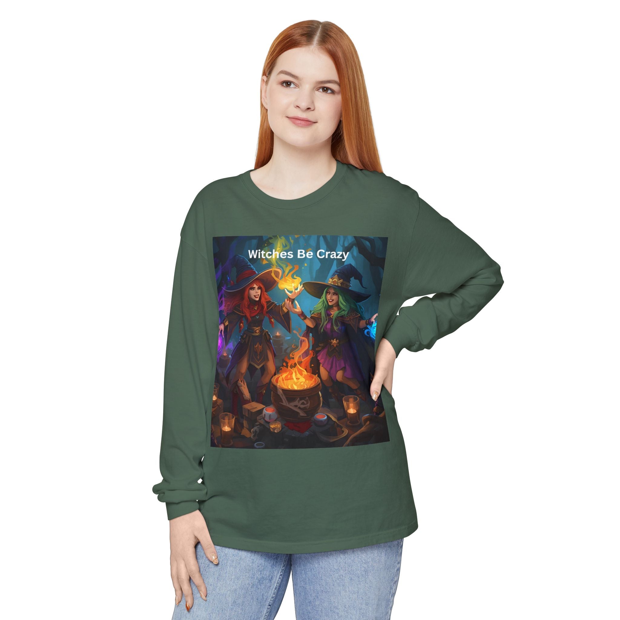 Spooky Halloween Witches Be Crazy Long Sleeve T-Shirt, Halloween Top, Witchy Apparel, Unisex Shirt, Spooky Gift, Casual Wear