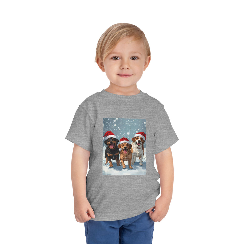 Cute Christmas Dogs Toddler Short Sleeve Tee