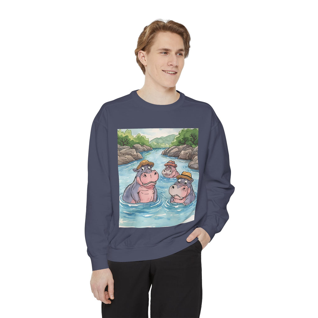 Hippo Cute Unisex Garment-Dyed Sweatshirt