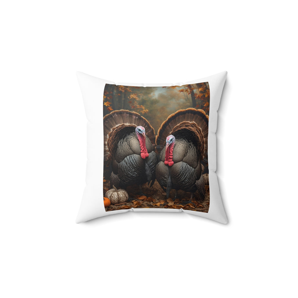 Thanksgiving Turkey Spun Polyester Square Pillow