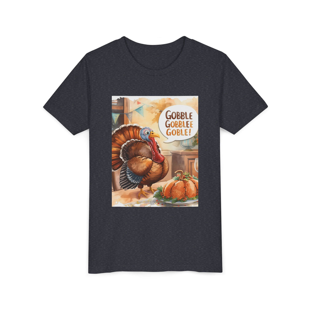 Thanksgiving Turkey Youth Tee, Gobble Gobble Shirt, Kids Thanksgiving Apparel, Fall Celebration Tee, Funny Turkey Shirt