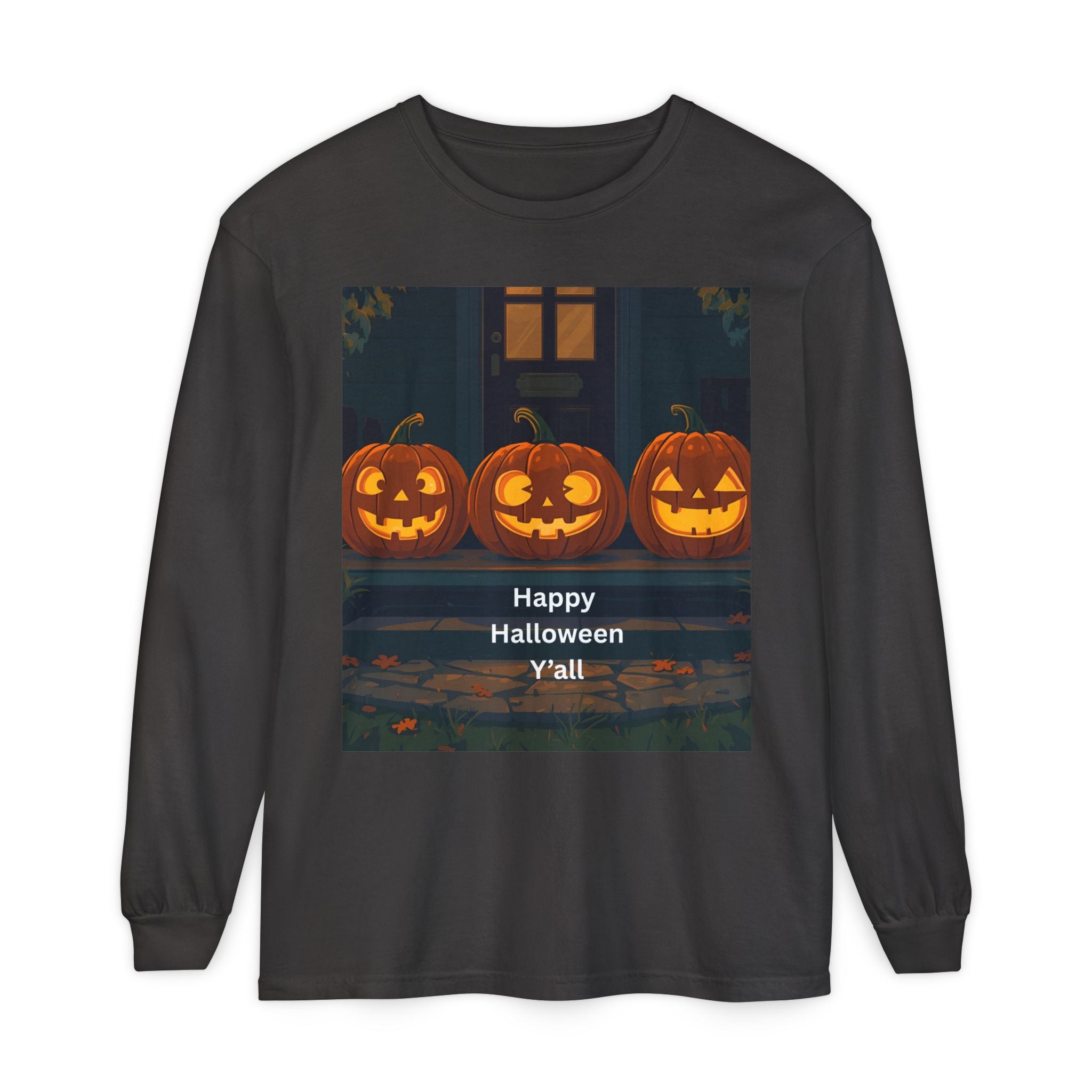 Halloween Pumpkin Long Sleeve T-Shirt, Fall Apparel, Comfortable Shirt, Unisex Halloween Tee, Seasonal Gift, Spooky Vibes