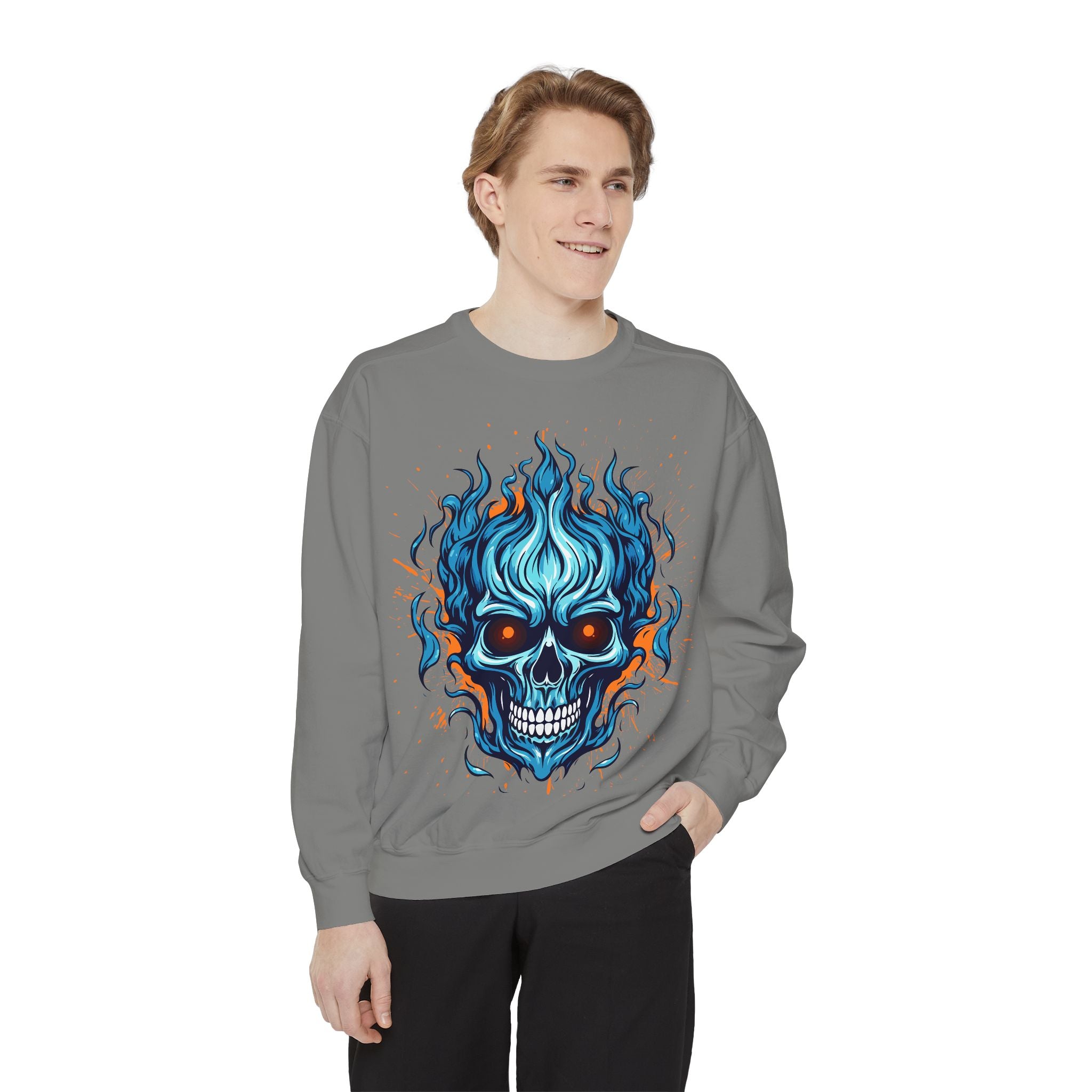 Blue Skull Unisex Garment-Dyed Sweatshirt