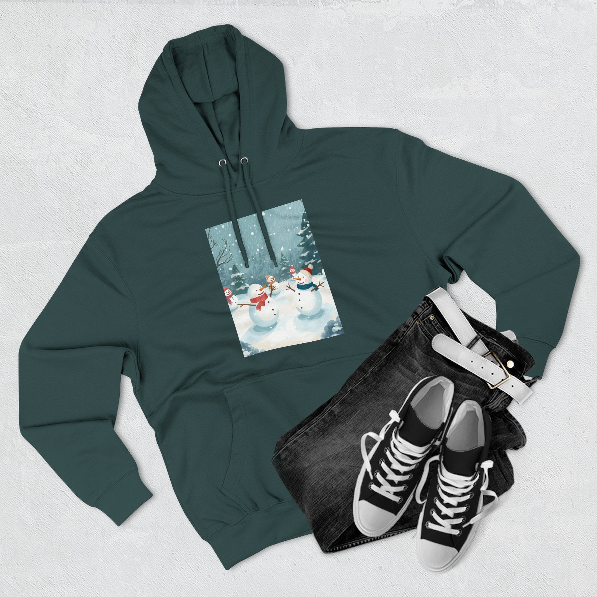 Cozy Snowman Hoodie, Winter Apparel, Holiday Gift, Christmas, Fleece Hoodie, Seasonal Style, Cold Weather Wear