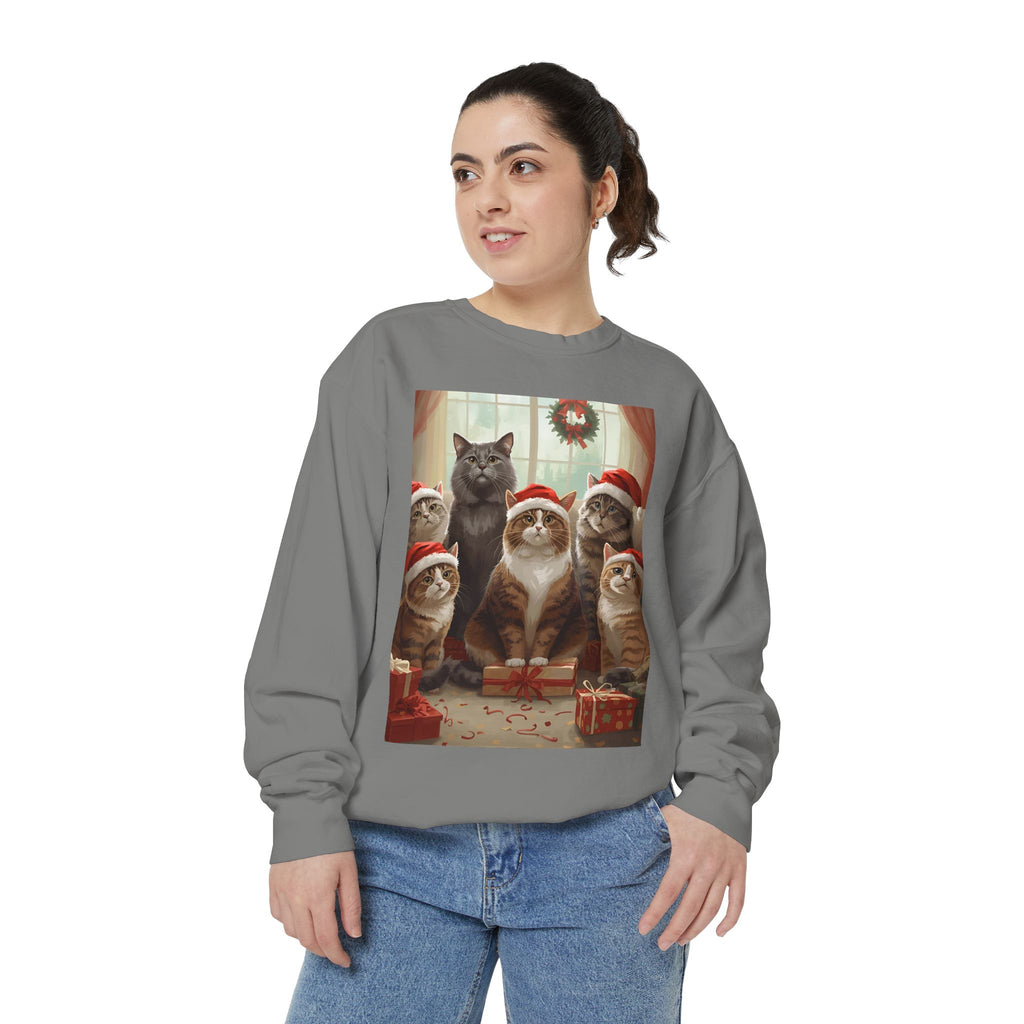 Cozy Holiday Cat Sweatshirt, Festive Sweatshirt for Cat Lovers, Christmas Gift for Pet Owners, Cute Cat Apparel, Winter Wardrobe Essential