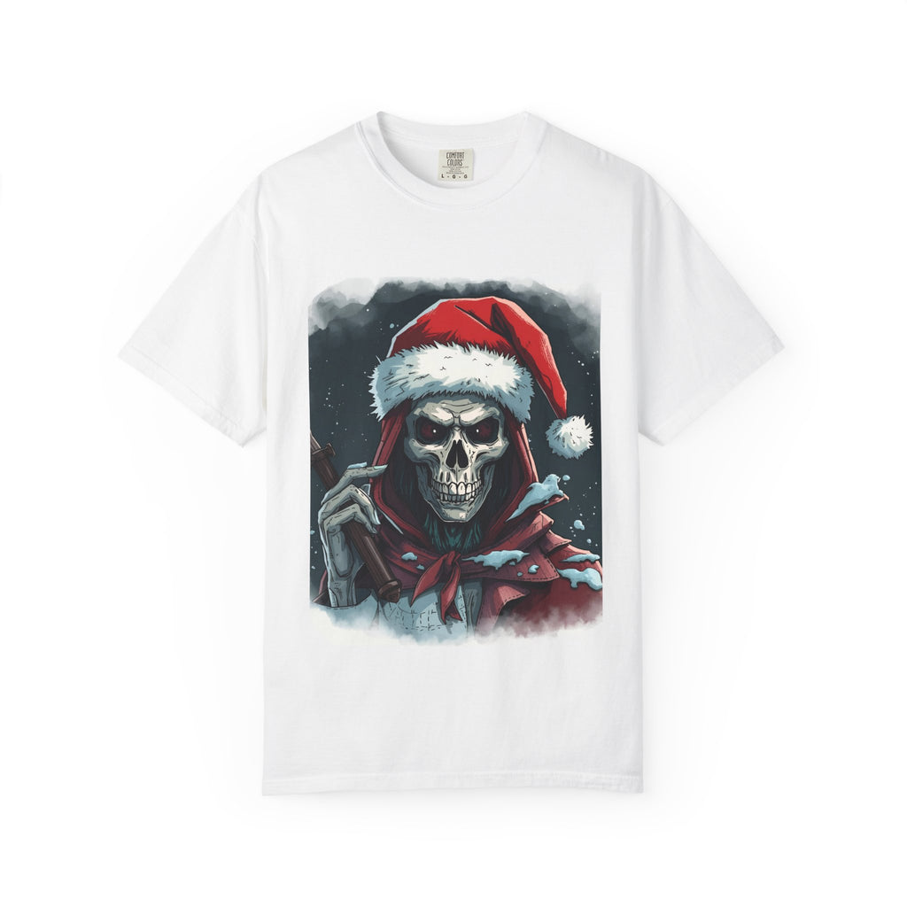 Spooky Santa Skull Graphic T-Shirt - Unisex Holiday Apparel, Christmas Gift, Casual Wear, Graphic Tee, Halloween Shirt