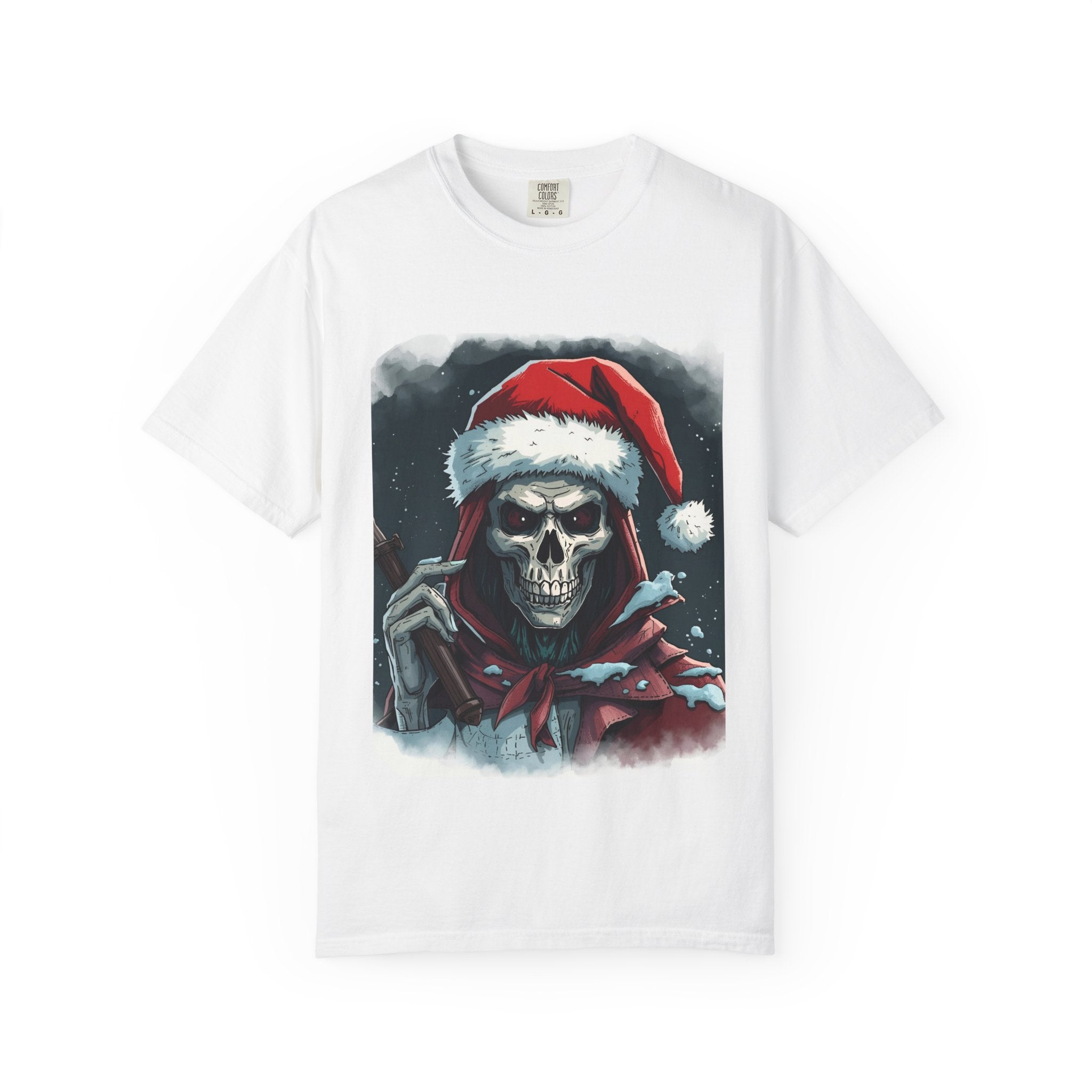 Spooky Santa Skull Graphic T-Shirt - Unisex Holiday Apparel, Christmas Gift, Casual Wear, Graphic Tee, Halloween Shirt