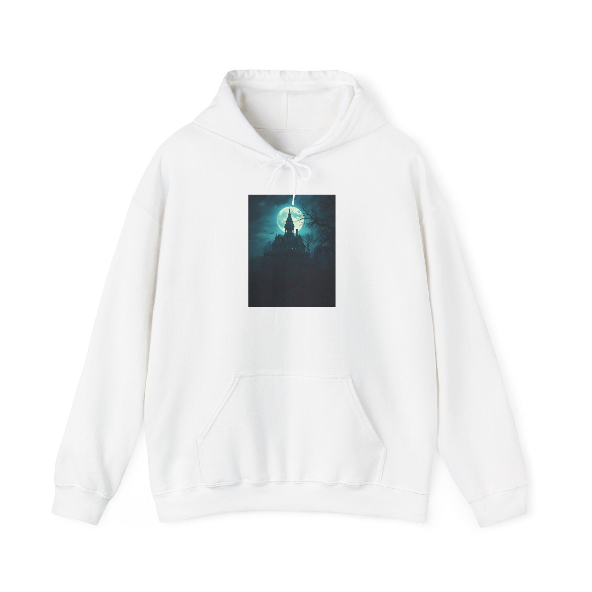 Haunted Moonlight Mystical Nightscape Hooded Sweatshirt - Cozy Casual, Unisex Fashion, Gift Idea, Halloween Apparel, Unique Statement Piece
