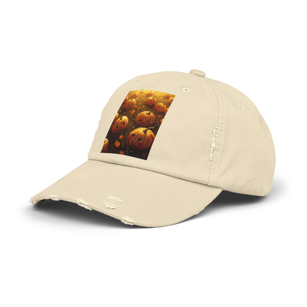Unisex Distressed Pumpkin Cap, Vintage Halloween Hat, Fall Fashion Accessory, Casual Everyday Wear, Gift for Pumpkin Lovers