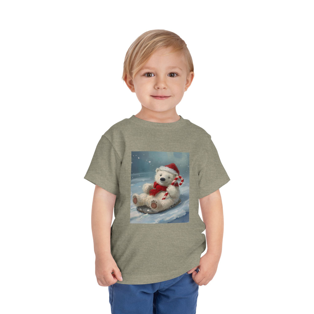 Cute Christmas Bear Toddler Short Sleeve Tee