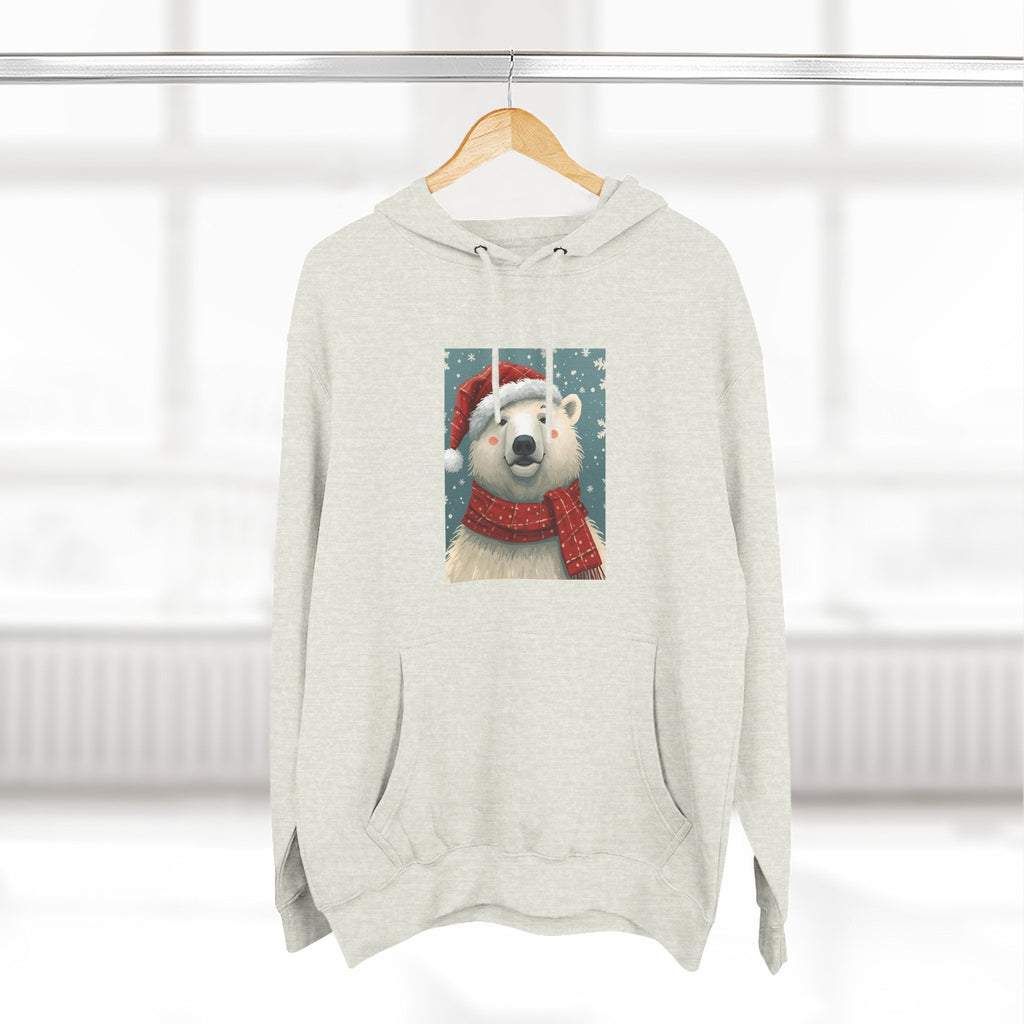 Cozy Polar Bear Holiday Hoodie, Winter Fleece Sweatshirt, Christmas Gift, Cute Animal Hoodie, Festive Apparel, Seasonal Wear
