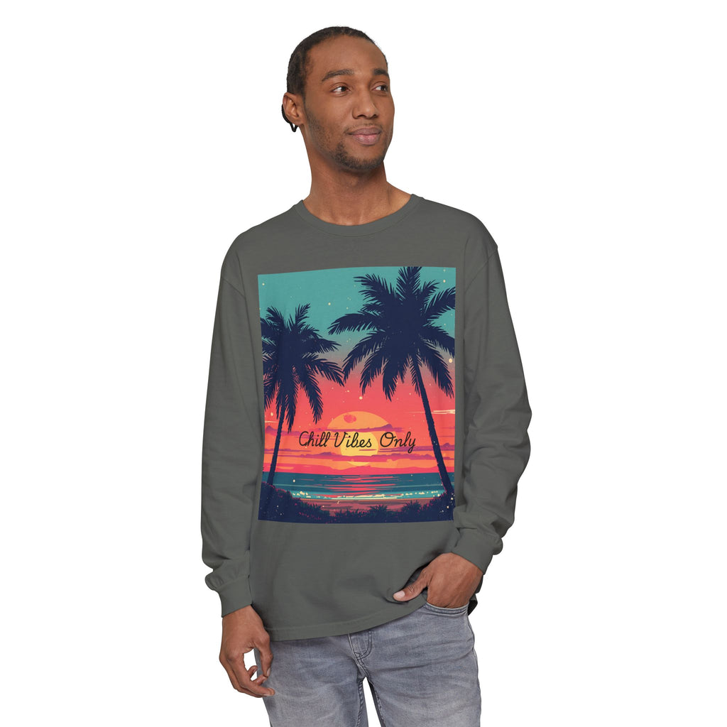 Tropical Sunset Unisex Garment-dyed Long Sleeve T-Shirt