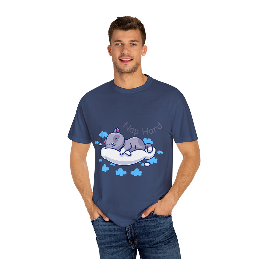 Cat Nap Graphic T-shirt, Cute Cat Tee, Relaxed Fit Apparel, Gift for Cat Lovers, Cozy Lounge Wear, Funny Pet Humor Top