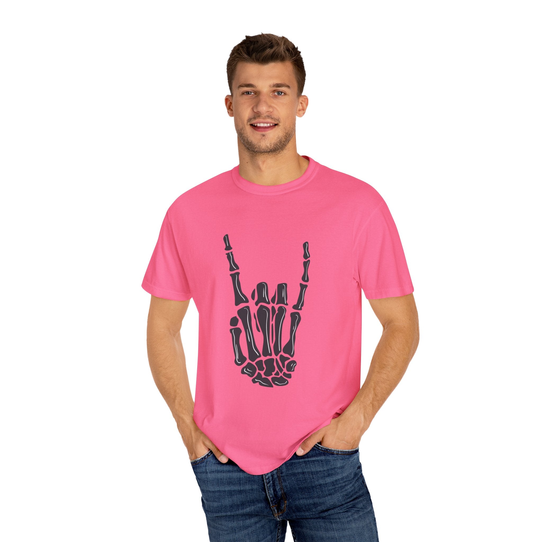 Skeleton Hand Rock On T-Shirt, Music Lover Apparel, Unisex Graphic Tee, Festival Outfit, Halloween Costume, Soft Cotton Shirt