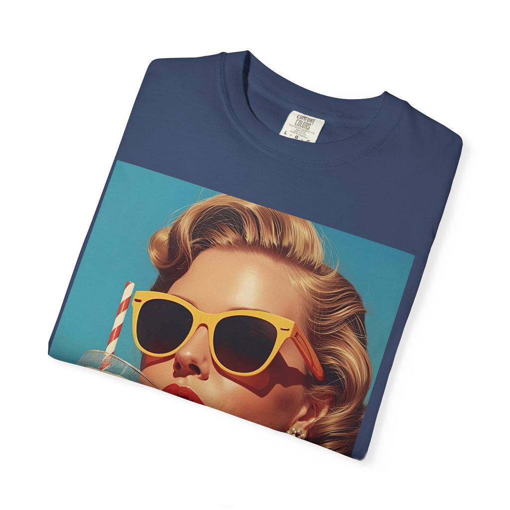 Retro Pop Art Summer Vibe T-shirt | Unisex Garment-Dyed Tee, Vintage Style Shirt, Trendy Summer Wear, Perfect Gift for Her, Casual Everyday Top
