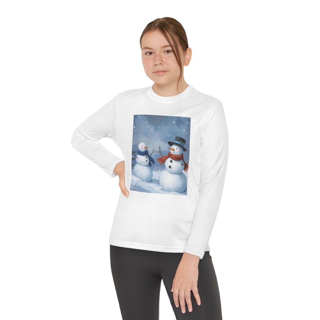 Christmas Snowman Family Youth Long Sleeve Competitor Tee