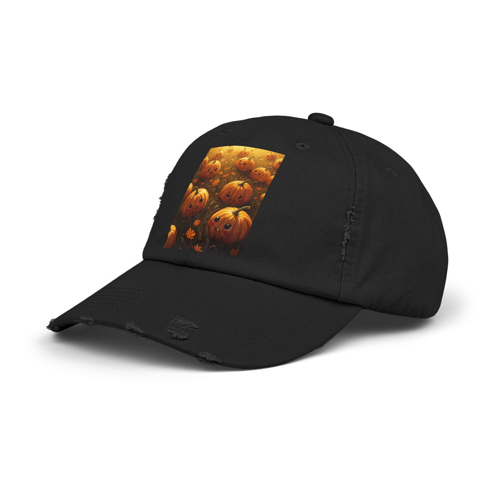 Unisex Distressed Pumpkin Cap, Vintage Halloween Hat, Fall Fashion Accessory, Casual Everyday Wear, Gift for Pumpkin Lovers
