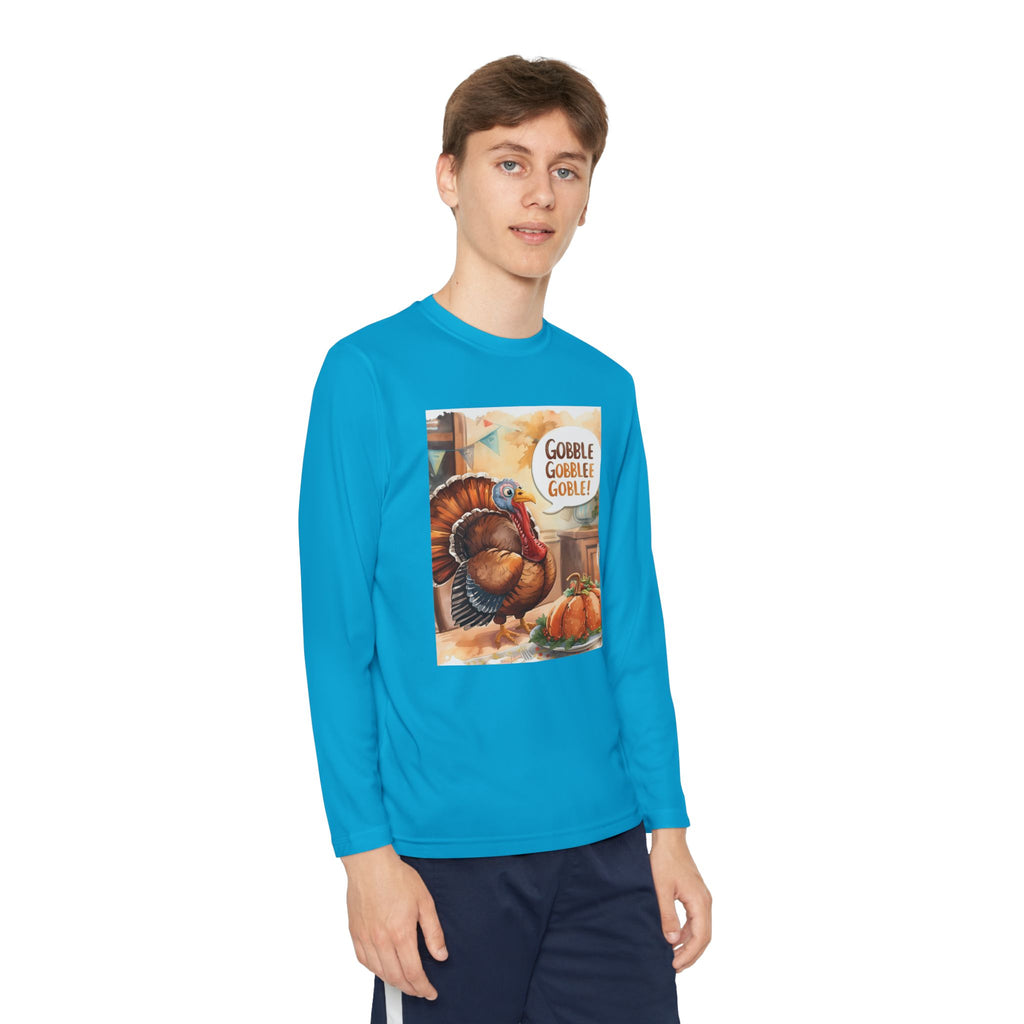 Thanksgiving Turkey Youth Long Sleeve Competitor Tee