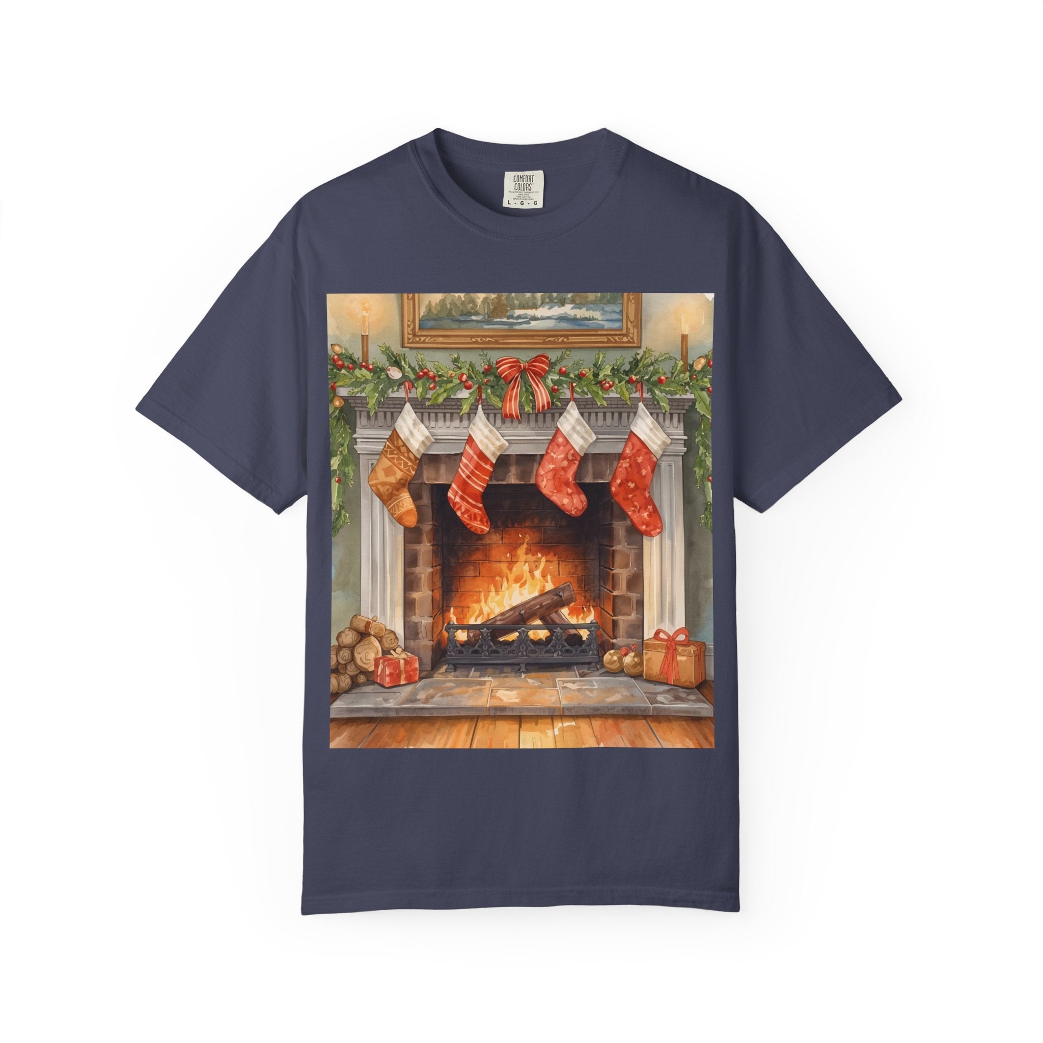 Cozy Christmas Fireplace T-Shirt | Unisex Holiday Tee | Gift for Him/Her | Festive Layering Top | Merry Christmas Apparel