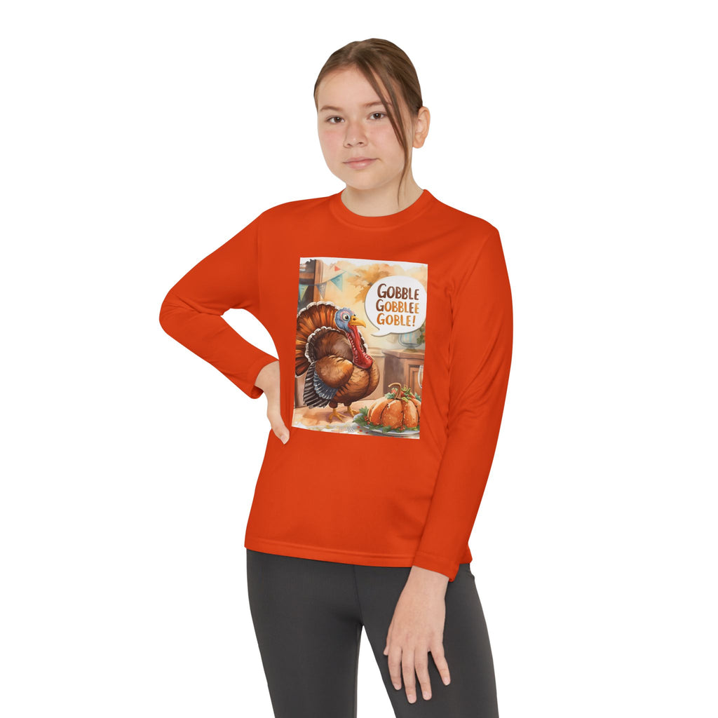 Thanksgiving Turkey Youth Long Sleeve Competitor Tee