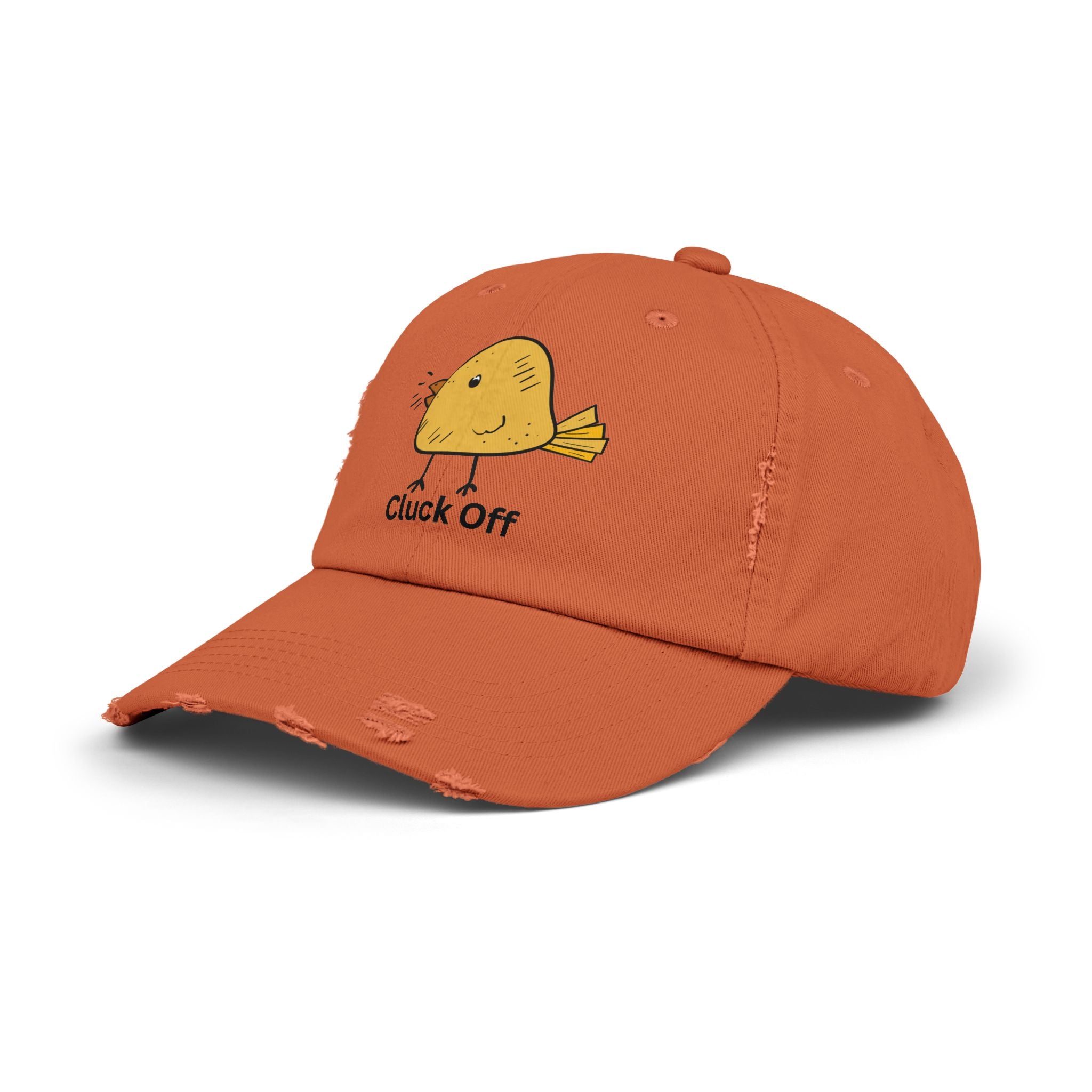 Quirky Distressed Cap with 'Cluck Off' Design - Fun Gift for Bird Lovers, Casual Wear, Summer Accessory, Unique Hat, Funny Cap