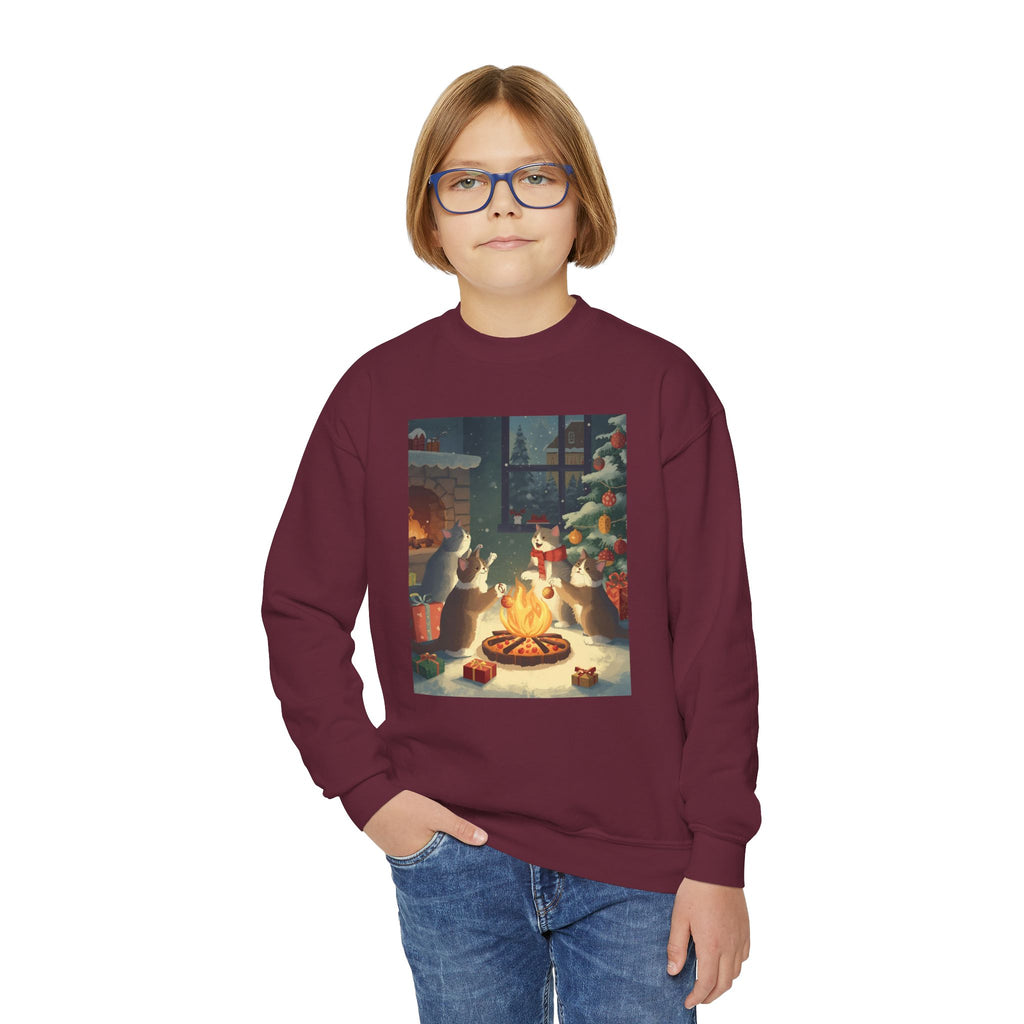 Cute Cats Christmas Youth Crewneck Sweatshirt