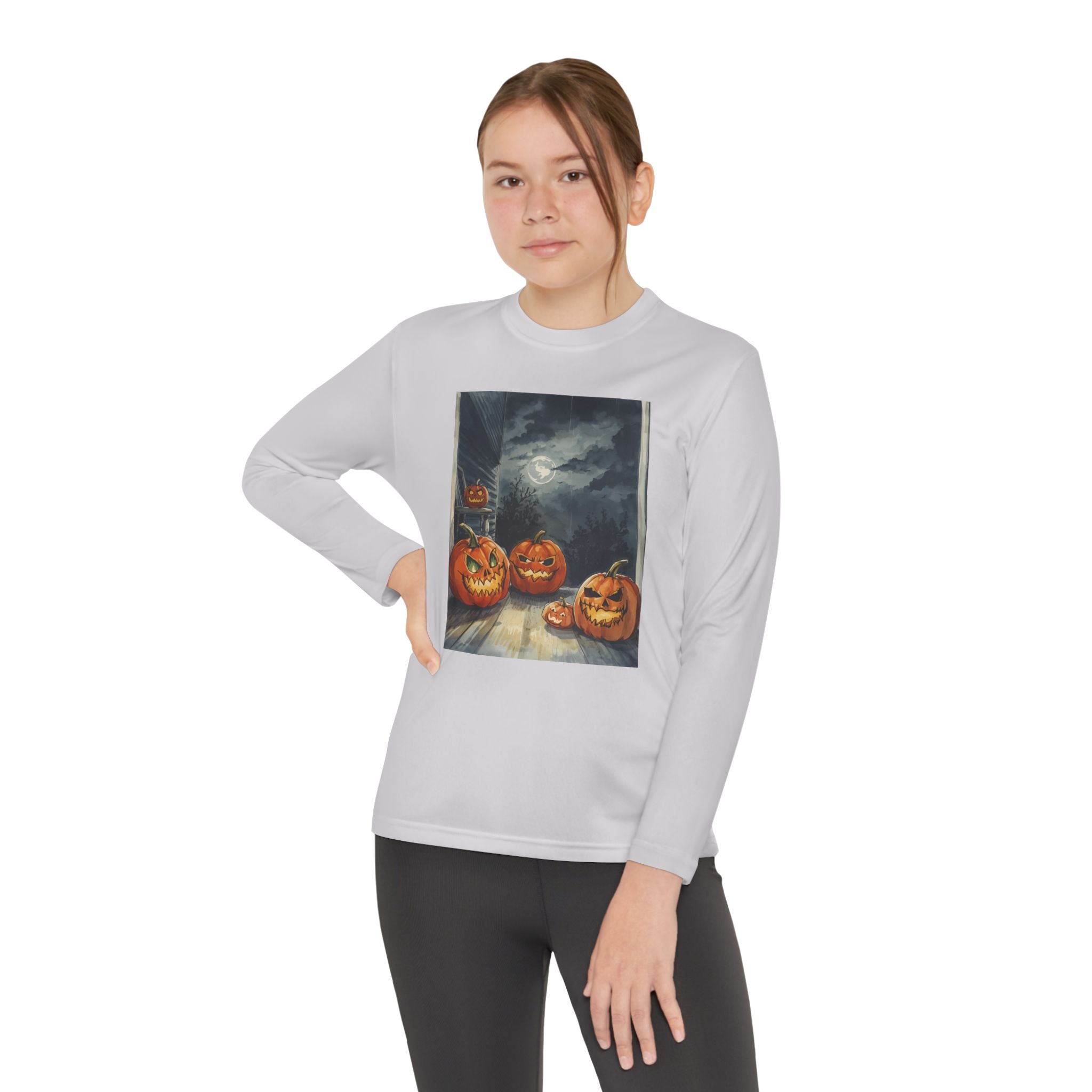 Halloween Pumpkin Spooky Youth Long Sleeve Competitor Tee